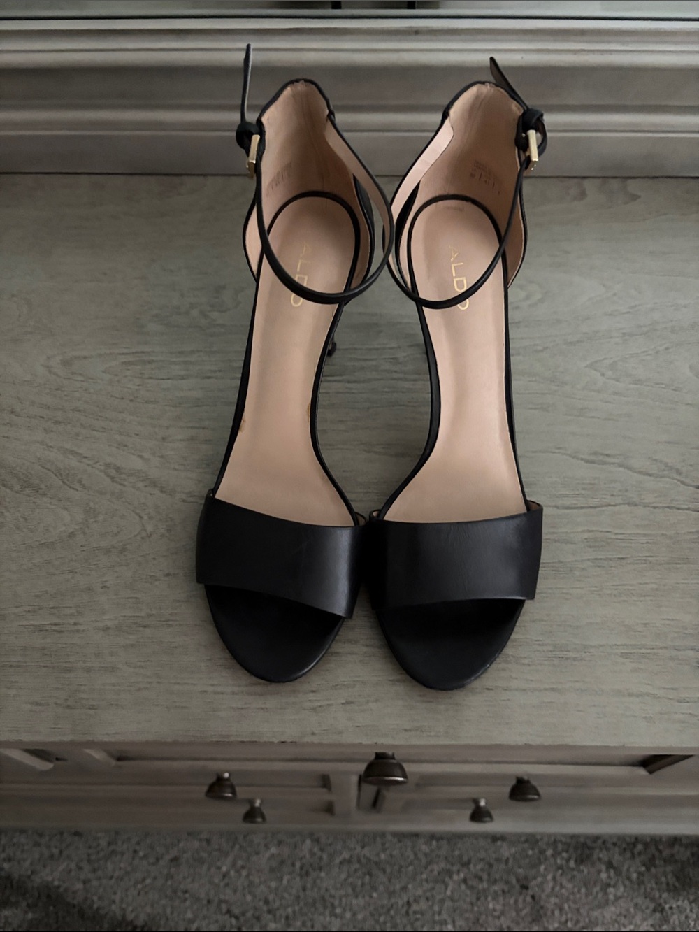 ALDO Black Open-Toe Ankle-Strap Heels